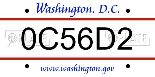 0C56D2 District Of Columbia License Plate