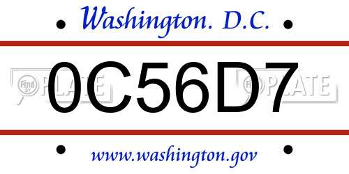 0C56D7 District Of Columbia License Plate