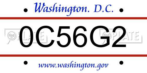 0C56G2 District Of Columbia License Plate