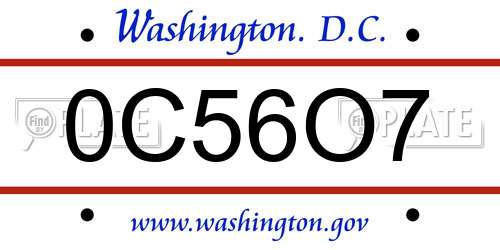 0C56O7 District Of Columbia License Plate