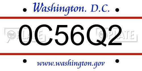 0C56Q2 District Of Columbia License Plate