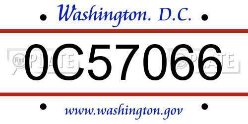 0C57066 District Of Columbia License Plate