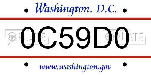 0C59D0 District Of Columbia License Plate
