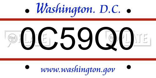 0C59Q0 District Of Columbia License Plate