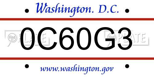 0C60G3 District Of Columbia License Plate