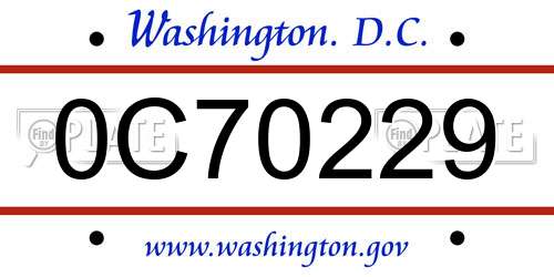 0C70229 District Of Columbia License Plate
