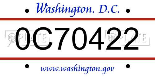 0C70422 District Of Columbia License Plate