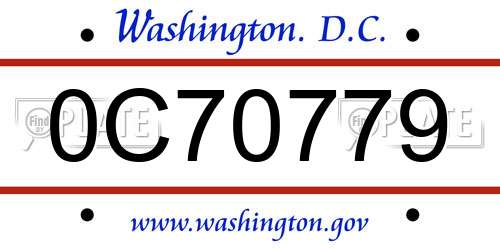 0C70779 District Of Columbia License Plate