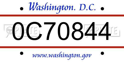 0C70844 District Of Columbia License Plate