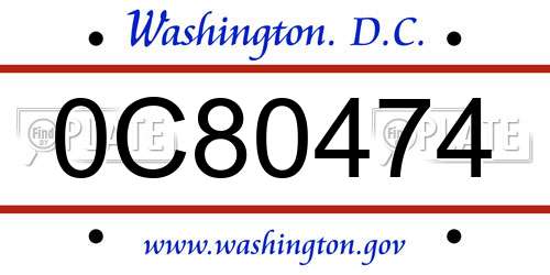 0C80474 District Of Columbia License Plate