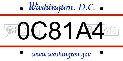 0C81A4 District Of Columbia License Plate