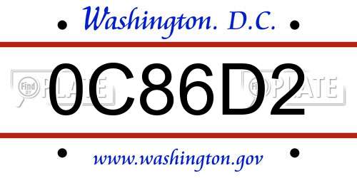 0C86D2 District Of Columbia License Plate