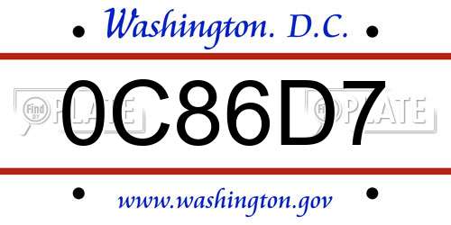 0C86D7 District Of Columbia License Plate