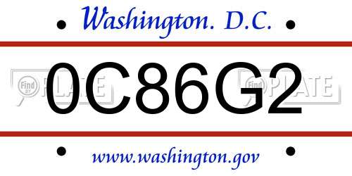 0C86G2 District Of Columbia License Plate