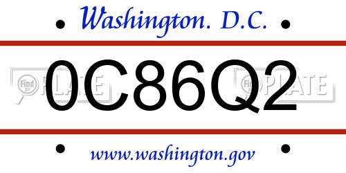0C86Q2 District Of Columbia License Plate