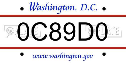 0C89D0 District Of Columbia License Plate