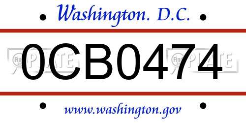 0CB0474 District Of Columbia License Plate