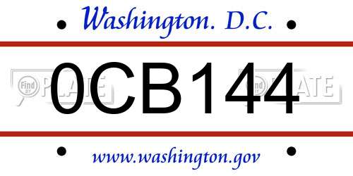 0CB144 District Of Columbia License Plate