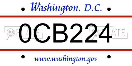 0CB224 District Of Columbia License Plate