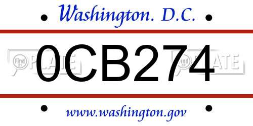 0CB274 District Of Columbia License Plate
