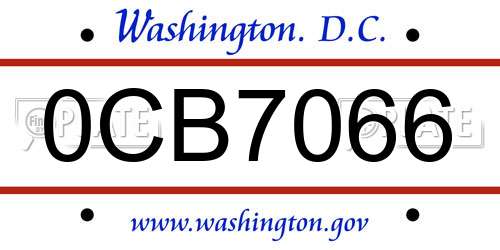 0CB7066 District Of Columbia License Plate