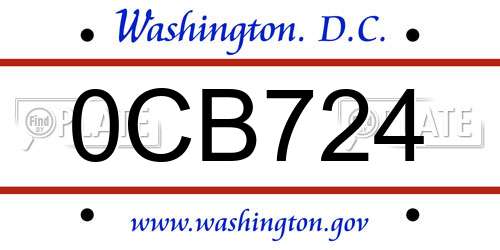 0CB724 District Of Columbia License Plate