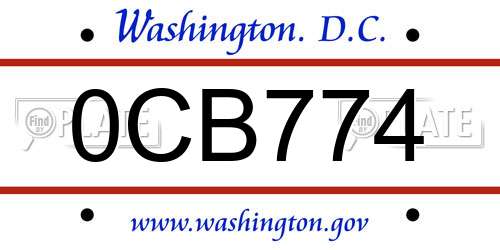 0CB774 District Of Columbia License Plate