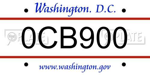 0CB900 District Of Columbia License Plate