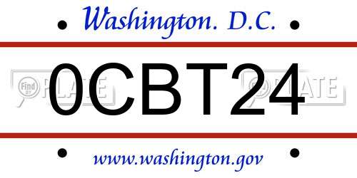 0CBT24 District Of Columbia License Plate