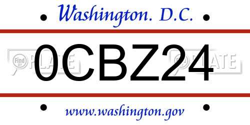 0CBZ24 District Of Columbia License Plate