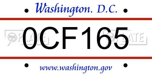 0CF165 District Of Columbia License Plate