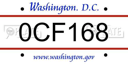 0CF168 District Of Columbia License Plate