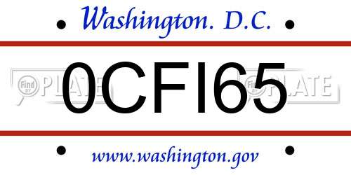 0CFI65 District Of Columbia License Plate