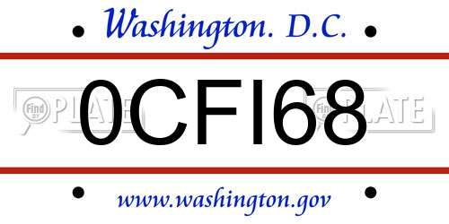 0CFI68 District Of Columbia License Plate