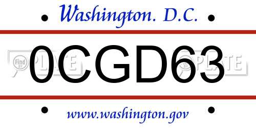 0CGD63 District Of Columbia License Plate