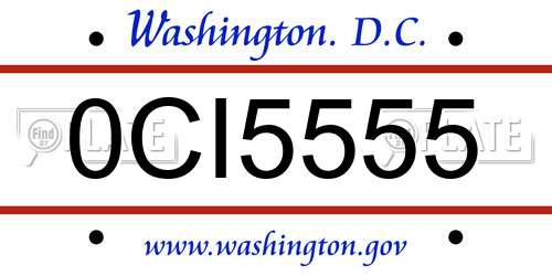 0CI5555 District Of Columbia License Plate