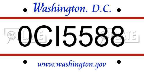 0CI5588 District Of Columbia License Plate