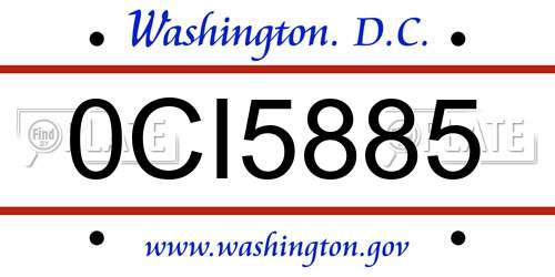 0CI5885 District Of Columbia License Plate