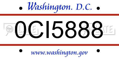 0CI5888 District Of Columbia License Plate