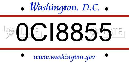 0CI8855 District Of Columbia License Plate