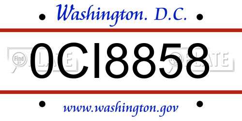 0CI8858 District Of Columbia License Plate