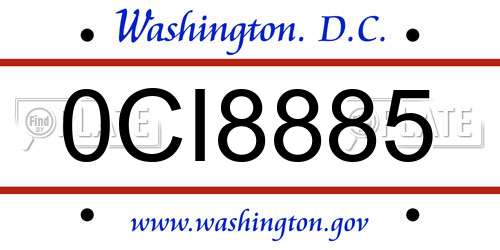0CI8885 District Of Columbia License Plate