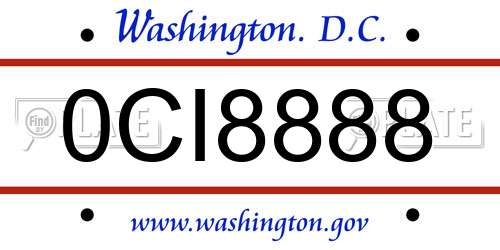 0CI8888 District Of Columbia License Plate