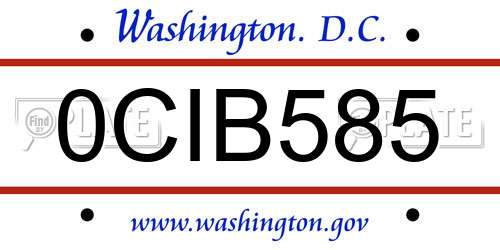0CIB585 District Of Columbia License Plate