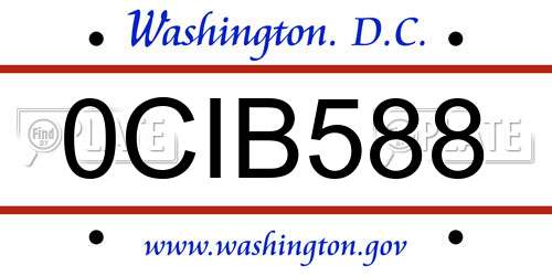0CIB588 District Of Columbia License Plate