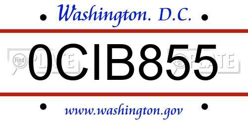 0CIB855 District Of Columbia License Plate