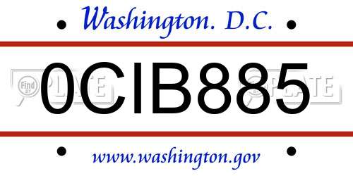0CIB885 District Of Columbia License Plate
