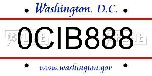 0CIB888 District Of Columbia License Plate