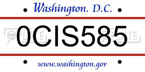 0CIS585 District Of Columbia License Plate