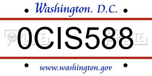 0CIS588 District Of Columbia License Plate